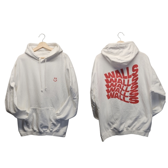 Louis Tomlinson White Smiley WALLS Oversized Super Soft Hoodie Sweatshirt XL - Picture 1 of 9